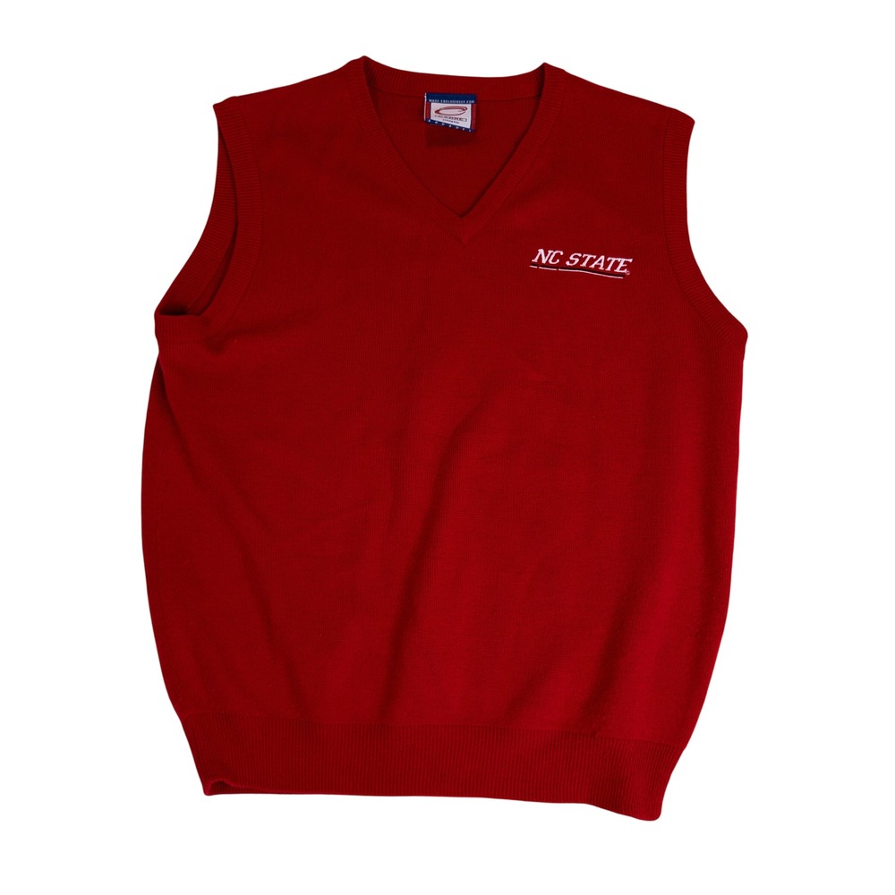 Cadre Athletic NC State Sweater Vest Mens Large Red Excellent Collegiate V-Neck